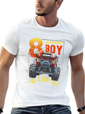 Monster Truck 8th Birthday Truck Birthday Casual Graphic T-Shirt – Simple And Comfortable Daily Wear