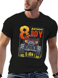 Monster Truck 8th Birthday Truck Birthday Casual Graphic T-Shirt – Simple And Comfortable Daily Wear