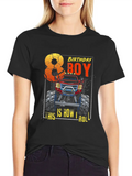 Monster Truck 8th Birthday Truck Birthday Casual Graphic T-Shirt – Simple And Comfortable Daily Wear