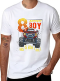 Monster Truck 8th Birthday Truck Birthday Casual Graphic T-Shirt – Simple And Comfortable Daily Wear
