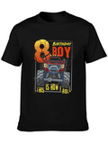 Monster Truck 8th Birthday Truck Birthday Casual Graphic T-Shirt – Simple And Comfortable Daily Wear