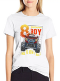 Monster Truck 8th Birthday Truck Birthday Casual Graphic T-Shirt – Simple And Comfortable Daily Wear