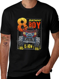 Monster Truck 8th Birthday Truck Birthday Casual Graphic T-Shirt – Simple And Comfortable Daily Wear