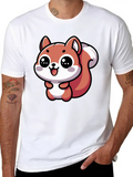 Nutty The Happy Kawaii Squirrel - 2 Lightweight Cotton T-Shirt – Daily Comfort Graphic Shirt