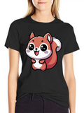 Nutty The Happy Kawaii Squirrel - 2 Lightweight Cotton T-Shirt – Daily Comfort Graphic Shirt