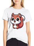 Nutty The Happy Kawaii Squirrel - 2 Lightweight Cotton T-Shirt – Daily Comfort Graphic Shirt