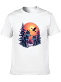 Pine Wolf Forest Christmas Glow Lightweight Cotton T-Shirt – Daily Comfort Graphic Shirt