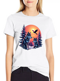 Pine Wolf Forest Christmas Glow Lightweight Cotton T-Shirt – Daily Comfort Graphic Shirt