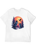 Pine Wolf Forest Christmas Glow Lightweight Cotton T-Shirt – Daily Comfort Graphic Shirt