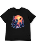 Pine Wolf Forest Christmas Glow Lightweight Cotton T-Shirt – Daily Comfort Graphic Shirt