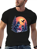 Pine Wolf Forest Christmas Glow Lightweight Cotton T-Shirt – Daily Comfort Graphic Shirt