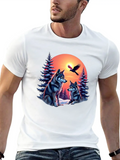 Pine Wolf Forest Christmas Glow Lightweight Cotton T-Shirt – Daily Comfort Graphic Shirt