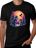 Pine Wolf Forest Christmas Glow Lightweight Cotton T-Shirt – Daily Comfort Graphic Shirt