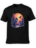 Pine Wolf Forest Christmas Glow Lightweight Cotton T-Shirt – Daily Comfort Graphic Shirt