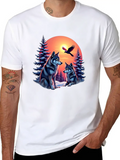 Pine Wolf Forest Christmas Glow Lightweight Cotton T-Shirt – Daily Comfort Graphic Shirt