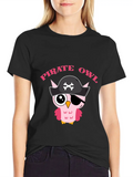 Pirate Owl - Night Owl Lightweight Cotton T-Shirt – Daily Comfort Graphic Shirt