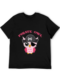 Pirate Owl - Night Owl Lightweight Cotton T-Shirt – Daily Comfort Graphic Shirt