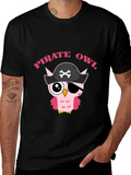 Pirate Owl - Night Owl Lightweight Cotton T-Shirt – Daily Comfort Graphic Shirt