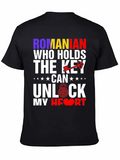 Romanian Who Holds The Key Casual Graphic T-Shirt – Simple And Comfortable Daily Wear
