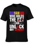 Romanian Who Holds The Key Casual Graphic T-Shirt – Simple And Comfortable Daily Wear