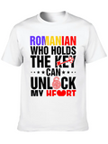 Romanian Who Holds The Key Casual Graphic T-Shirt – Simple And Comfortable Daily Wear