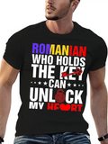 Romanian Who Holds The Key Casual Graphic T-Shirt – Simple And Comfortable Daily Wear