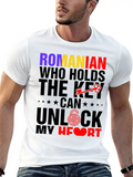 Romanian Who Holds The Key Casual Graphic T-Shirt – Simple And Comfortable Daily Wear