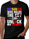 Romanian Who Holds The Key Casual Graphic T-Shirt – Simple And Comfortable Daily Wear