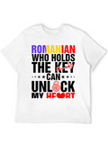 Romanian Who Holds The Key Casual Graphic T-Shirt – Simple And Comfortable Daily Wear