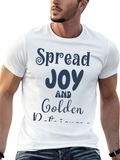 Spread Joy And Golden Retriever Dogs Casual Graphic T-Shirt – Simple And Comfortable Daily Wear