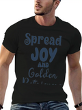 Spread Joy And Golden Retriever Dogs Casual Graphic T-Shirt – Simple And Comfortable Daily Wear