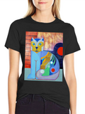The Blue Cat Casual Graphic T-Shirt – Simple And Comfortable Daily Wear