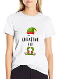 The Creative Elf Family Matching Group Christmas Casual Graphic T-Shirt – Simple And Comfortable Daily Wear