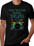 This Doctor Plays Drums, Drum Kit Drummer Musician Lightweight Cotton T-Shirt – Daily Comfort Graphic Shirt