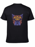 Tribal Dog Illustration Casual Graphic T-Shirt – Simple And Comfortable Daily Wear