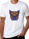 Tribal Dog Illustration Casual Graphic T-Shirt – Simple And Comfortable Daily Wear
