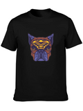 Tribal Dog Illustration Casual Graphic T-Shirt – Simple And Comfortable Daily Wear
