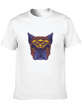 Tribal Dog Illustration Casual Graphic T-Shirt – Simple And Comfortable Daily Wear