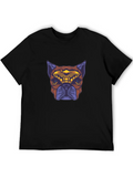 Tribal Dog Illustration Casual Graphic T-Shirt – Simple And Comfortable Daily Wear