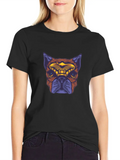 Tribal Dog Illustration Casual Graphic T-Shirt – Simple And Comfortable Daily Wear